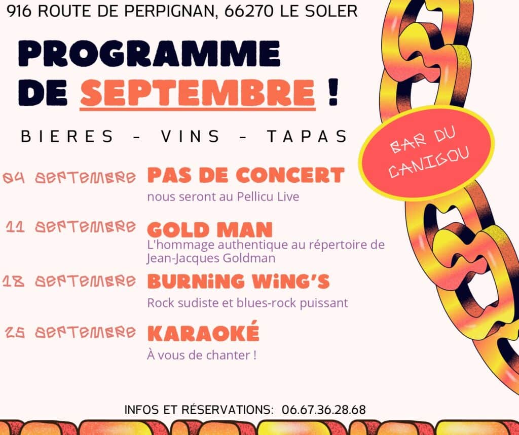 Affiche concerts, soirées et infos Bar du Canigou, lieu emblématique de la Bière artisanale catalane.