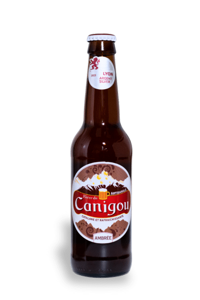 Canigou Ambrée Bière, label rouge-blanc, médaille d'argent Lyon 2023.